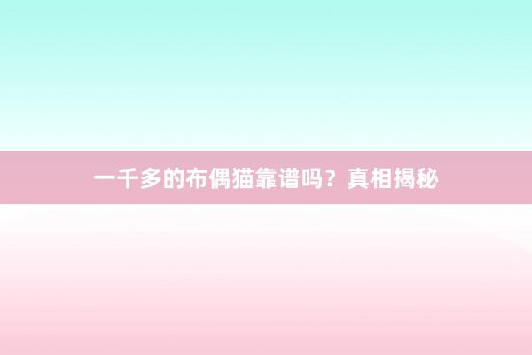 一千多的布偶猫靠谱吗？真相揭秘