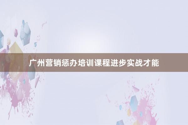 广州营销惩办培训课程进步实战才能